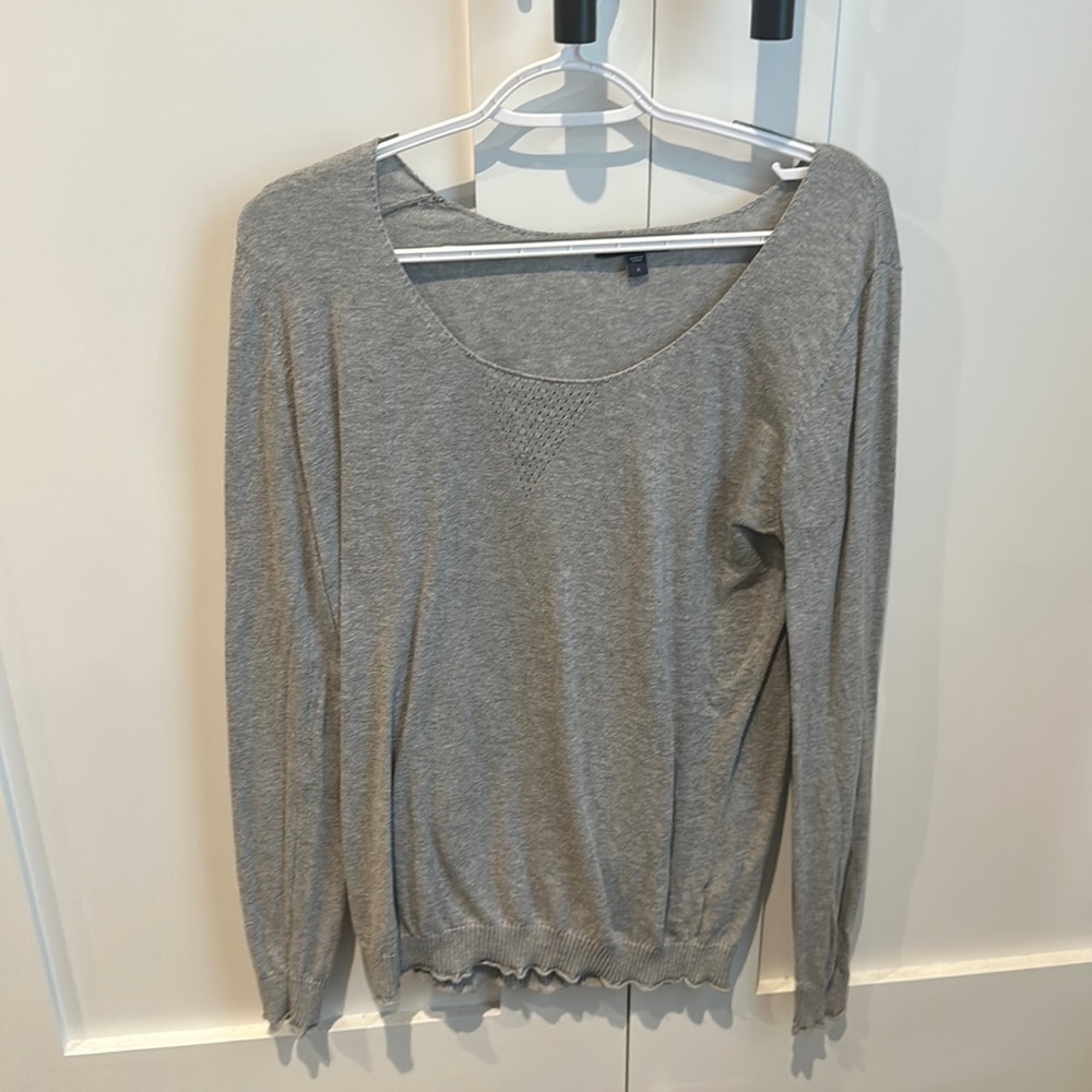 Grey Oversized Scoop Neck Sweater - Size Large